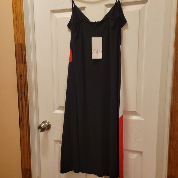 Zara,Spaghetti strap 3 tone straight cut dress - Picture 4 of 6